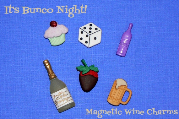 Bunco Night : magnetic wine glass charms