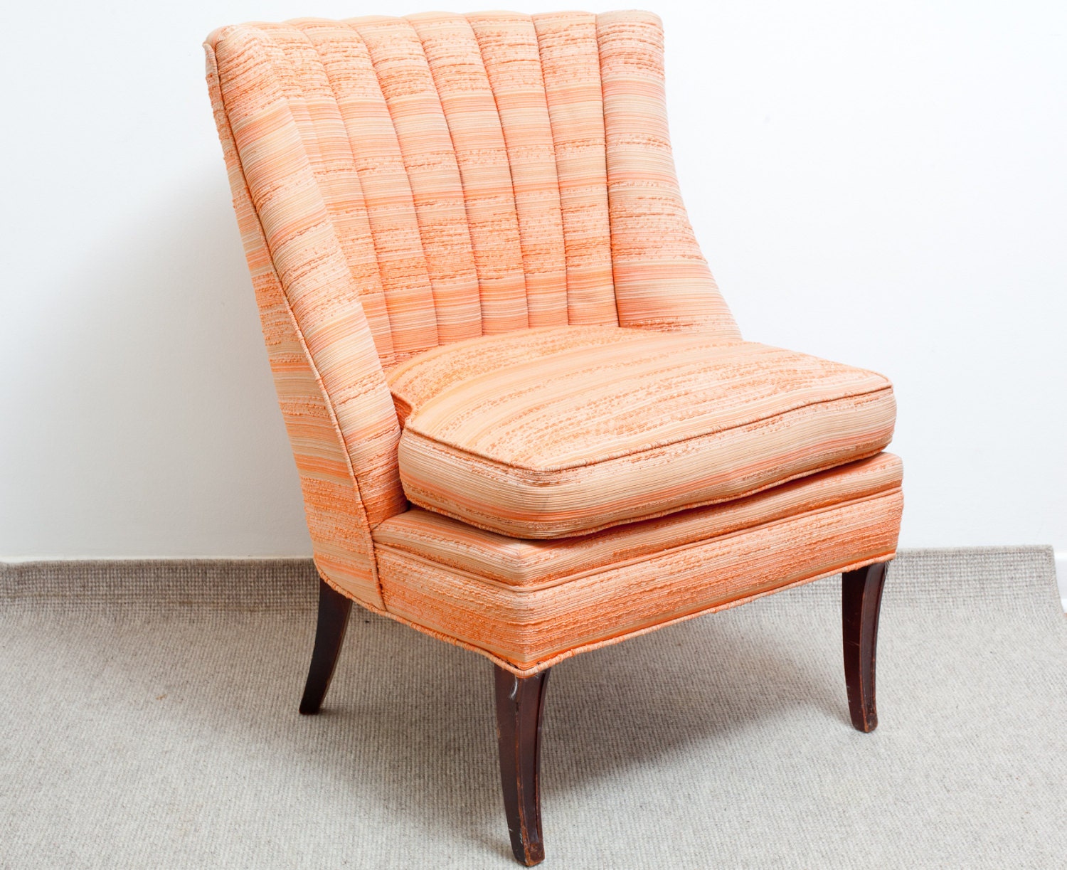 Vintage Slipper Chair - Orange, Sorbet, Scallop Back - TheSpringFox Vintage Slipper Chair - Orange, Sorbet, Scallop Back - TheSpringFox