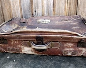 Vintage leather military suitcase