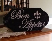 Bon Appetit Hand Painted Vintage Style Wood Sign Custom Colors
