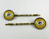 Green Bay Packers Glass Bobby Pins, Images Cut From Trading Cards
