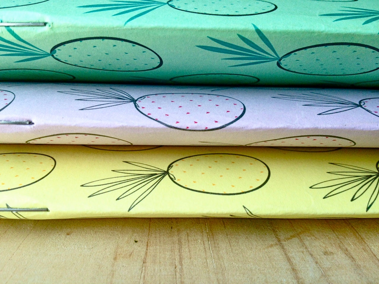 Notebook Set Blank Notebook Pineapple Pattern Yellow Mint Lilac