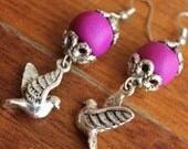 Purple beaded sparrow earrings