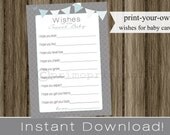 Baby Shower Wishes for Baby boy gray and light blue INSTANT DOWNLOAD diy digital printable file print your own Il_170x135