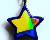 Star Pendant, Painted Star Pendant, Art Star Pendant, Hand Painted Wooden Star Pendant, Unique & One of a Kind, Abstract, Colourful
