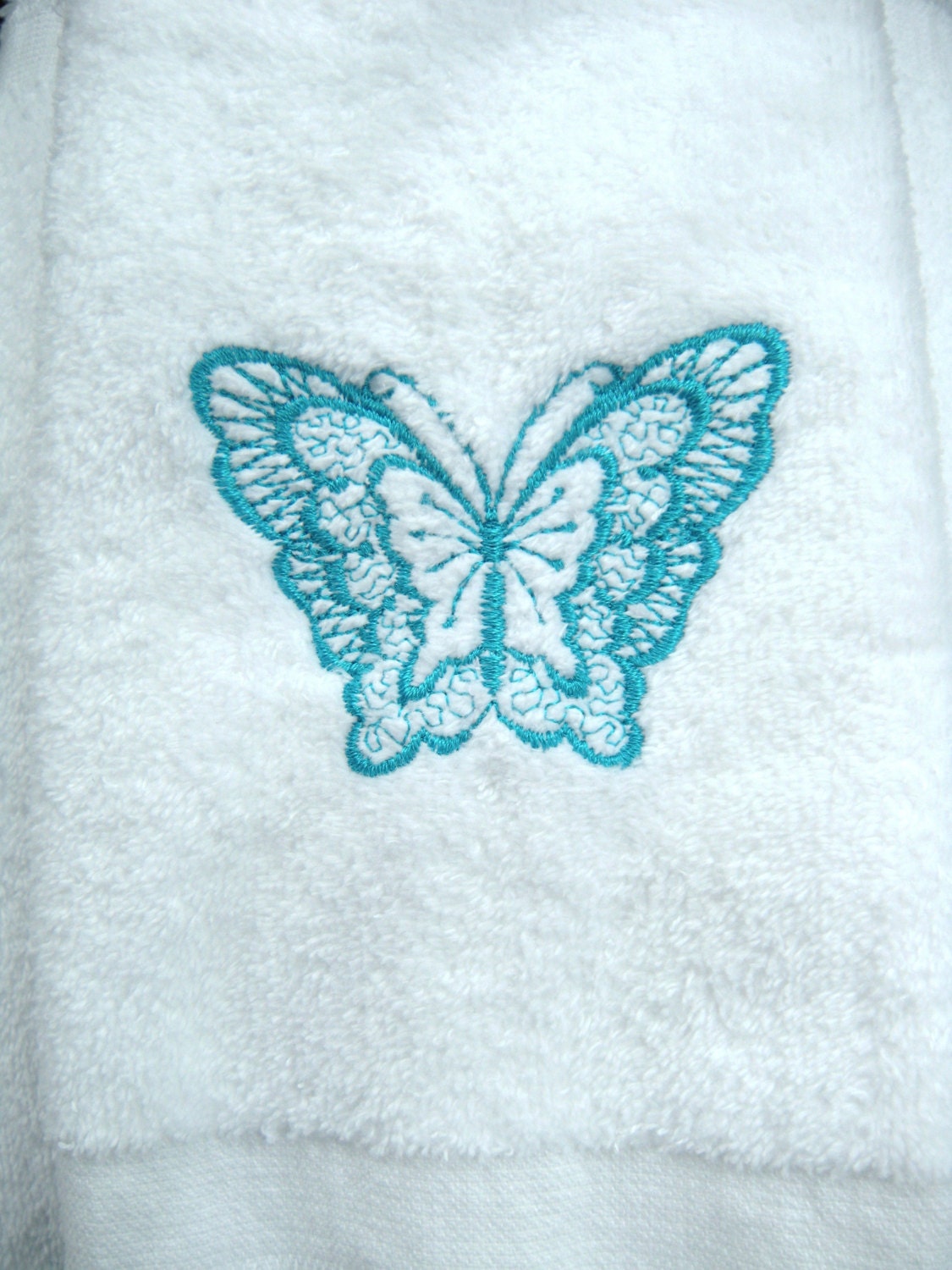 Butterfly Embroidered Towel, Bathroom or Powder Room