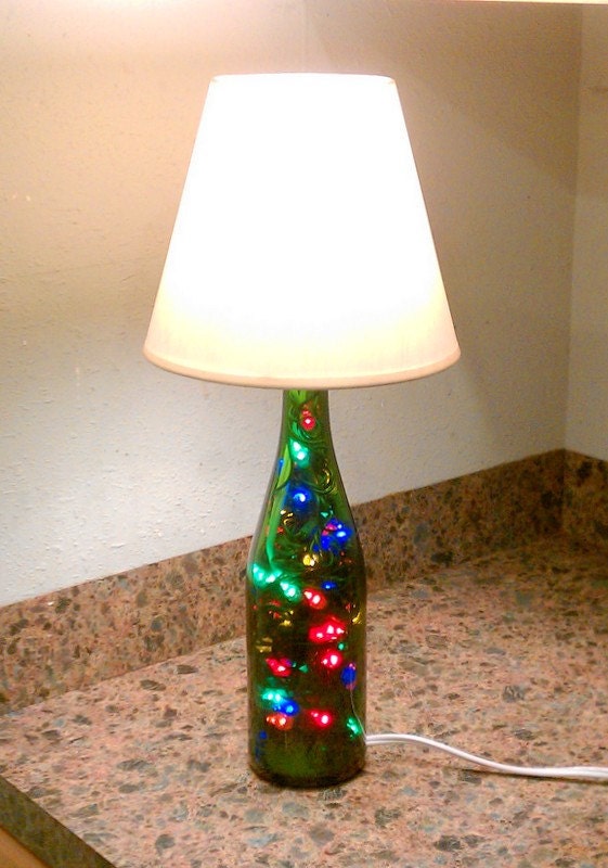 Bottle lamp with bottom lighting