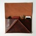 Oxblood Red Brown Leather Clutch - Geometric  - Triangle - Envelope