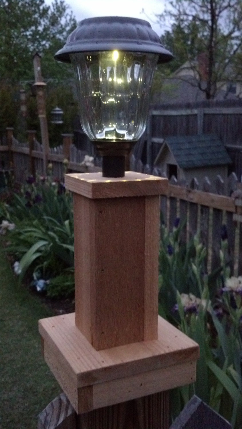 2 Solar Post Cap Lights Western Red Cedar