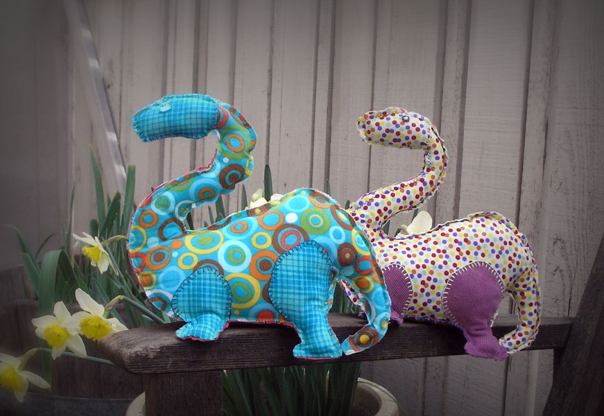 Dinosaur Stuffed Plush Toy, Handmade Animal Stuffy, Unique Childrens Toys, Baby Toy, Kids Toys - Dinosaur, Brontosaurus