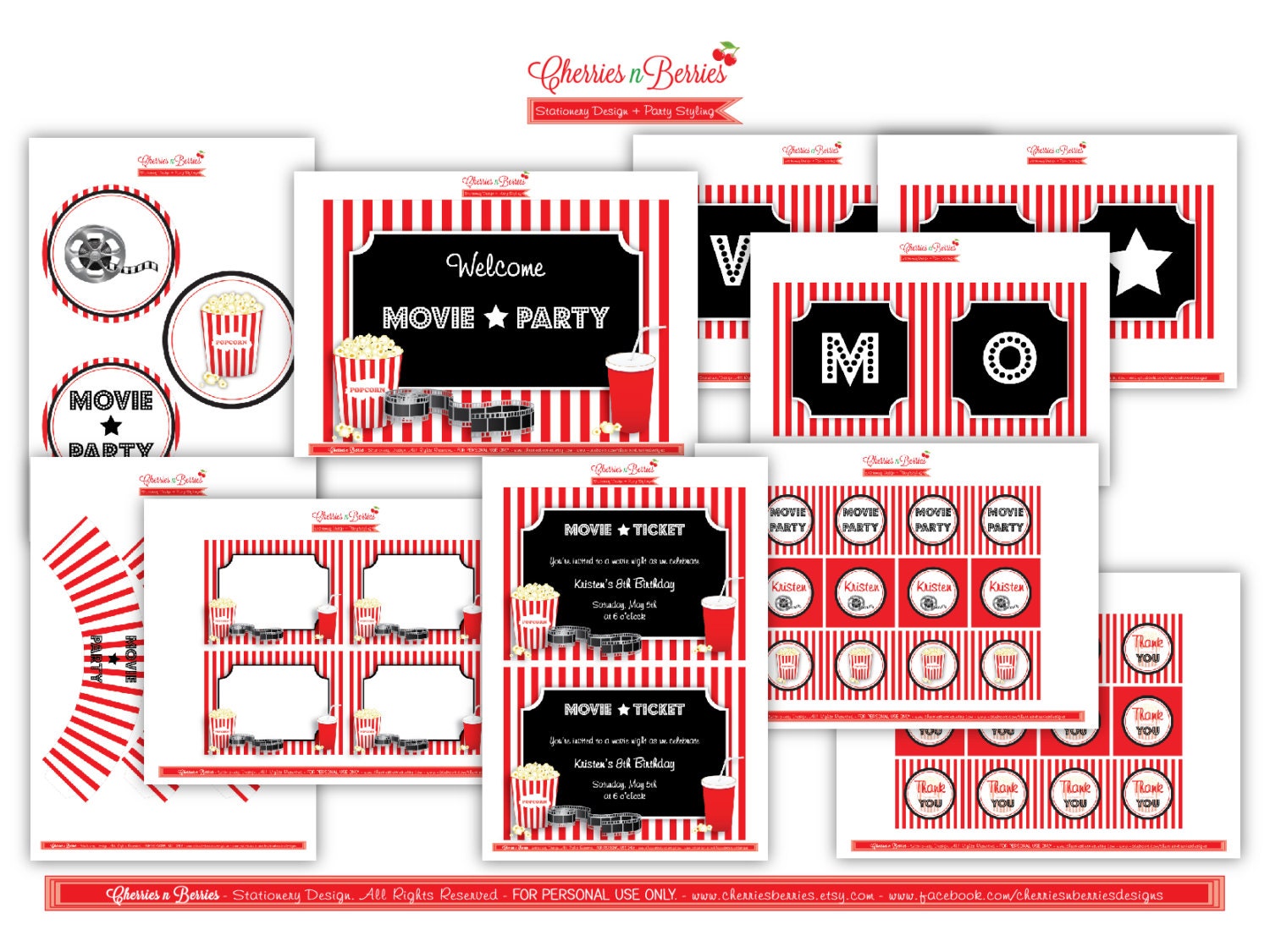 Movie Party Full Printable Collection Il_570xn