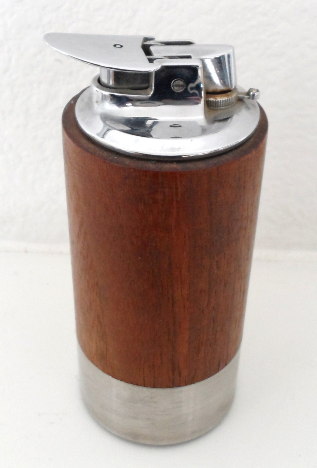 Large Ronson Table Lighter Steel and Wood by GhianniModBarWare