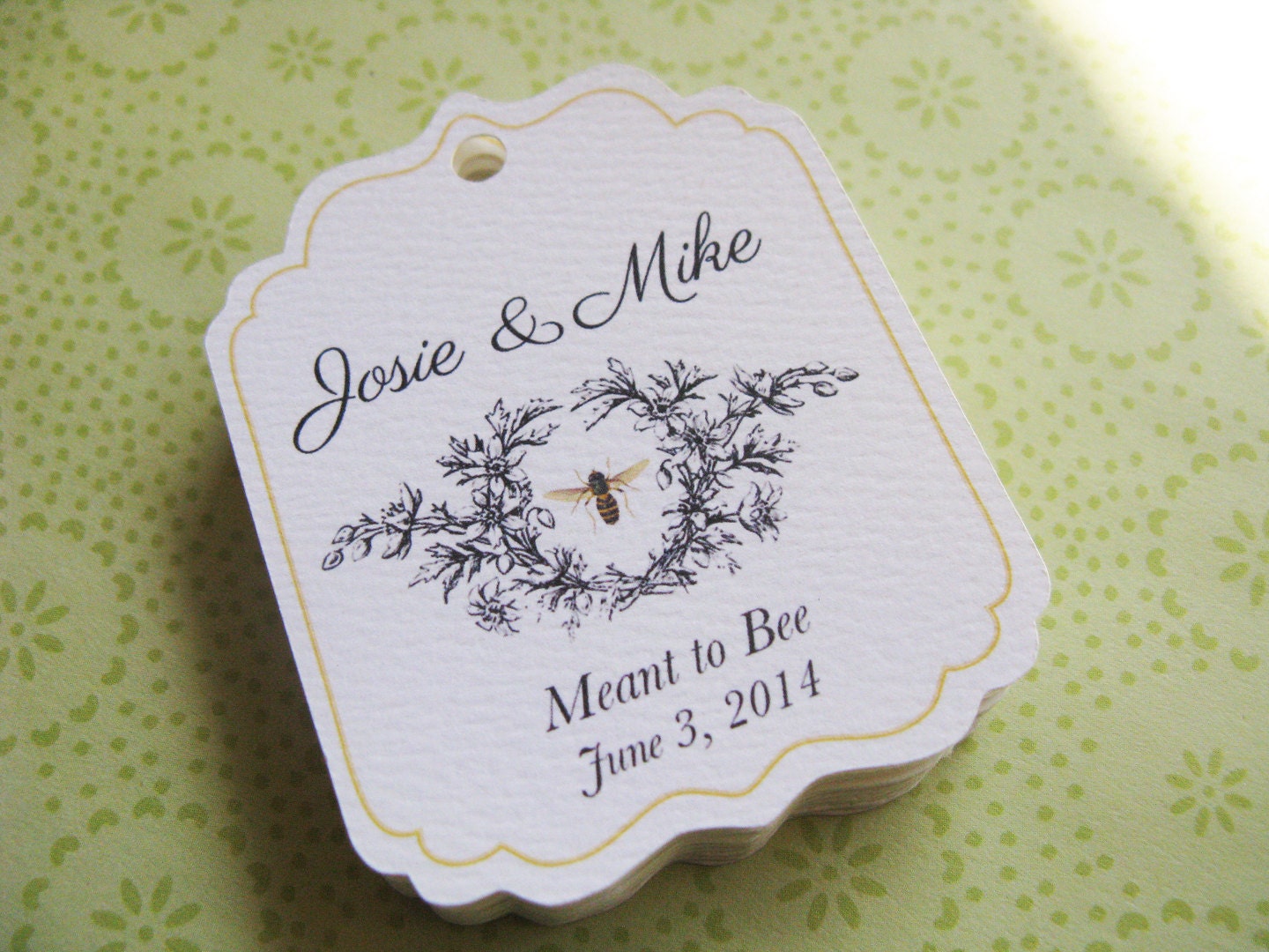 Personalized Honey Tags, Vintage Bee Illustration, Made to Order Labels for Honey, Custom Wedding Shower Favor Tag
