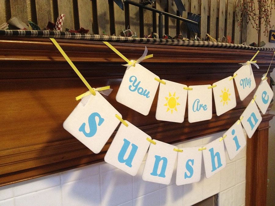 You Are My Sunshine Banner, nursery, child's room decor, sunshine sign garland beach house decoration Baby shower decor custom colors