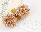 fascinator/handmade beaded bow/crystal/flower/hair clip/ birthday gift/wedding bridal hair accessaries/headpiece/prom/cocktail