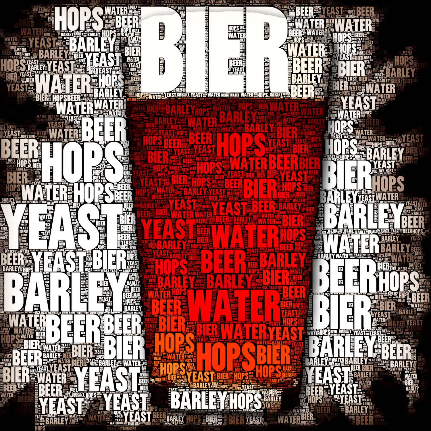 Items similar to Bier Beer Hops Water Barley Yeast Poster on Etsy