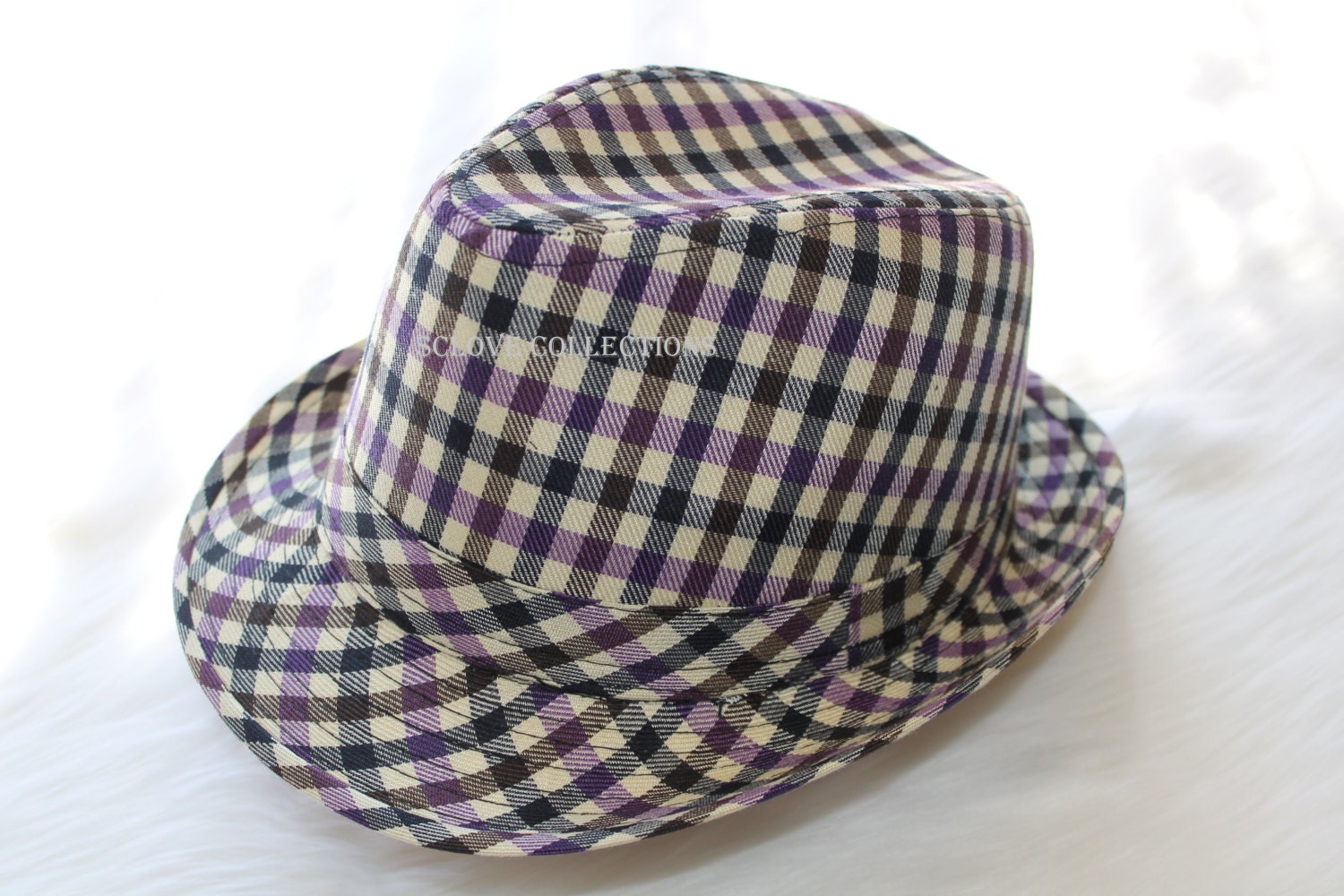 Fedora Fancy PurpleBlue Stripes 100% COTTON Premium  Trendy Fashion New Style Spring Fedora Hat Cap Visor CLEARANCE SALES SCLove Collections