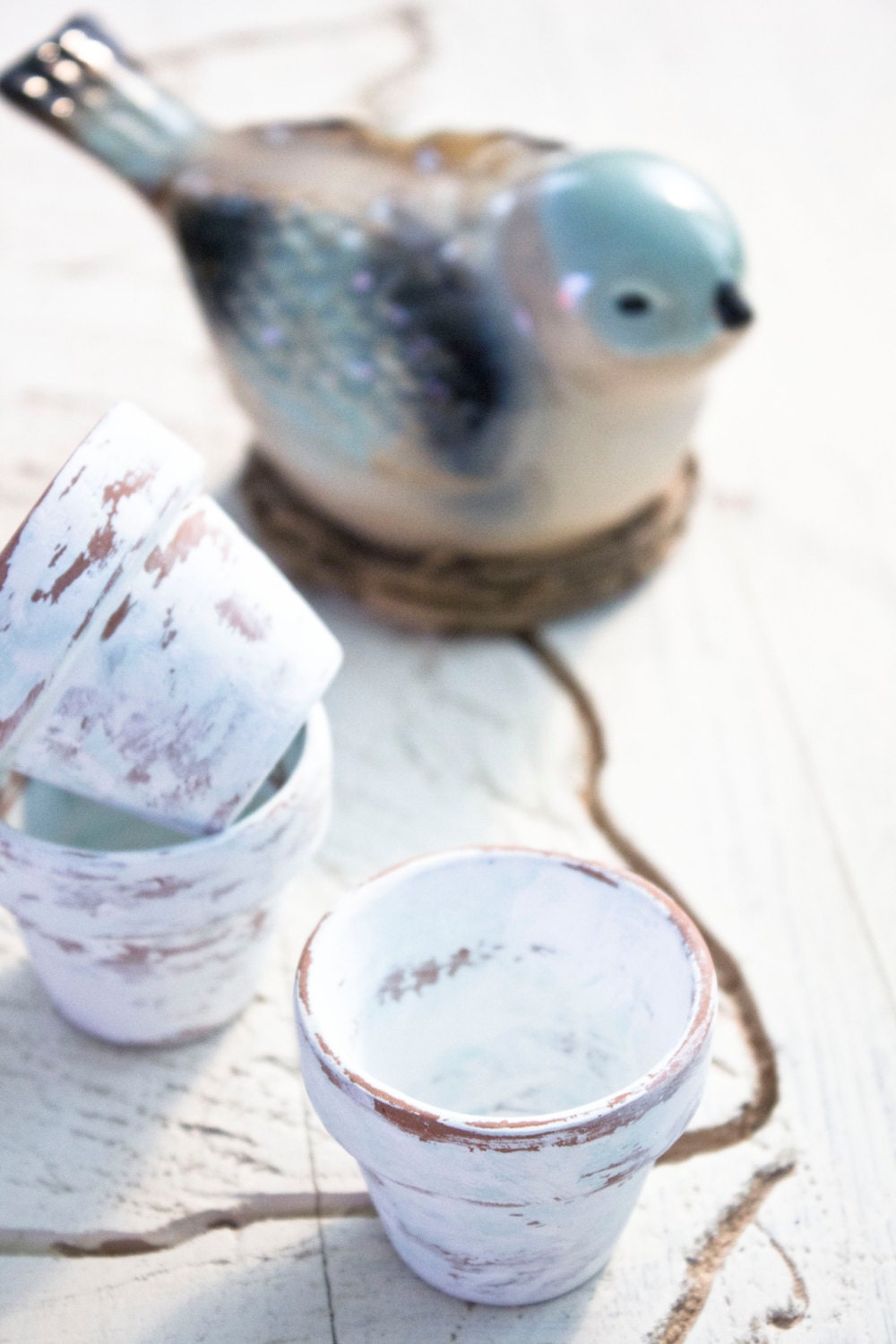 DIY Wedding - 3 Mini Terracotta planters for Wedding, Bridal and Party Favors  - Rustic Garden Outdoor Decor