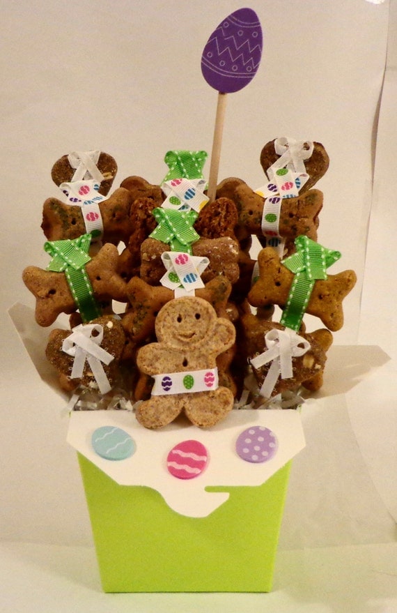 Buy unique gift baskets - Easter basket, dog biscuit treat basket, unique gift, custom, personalized