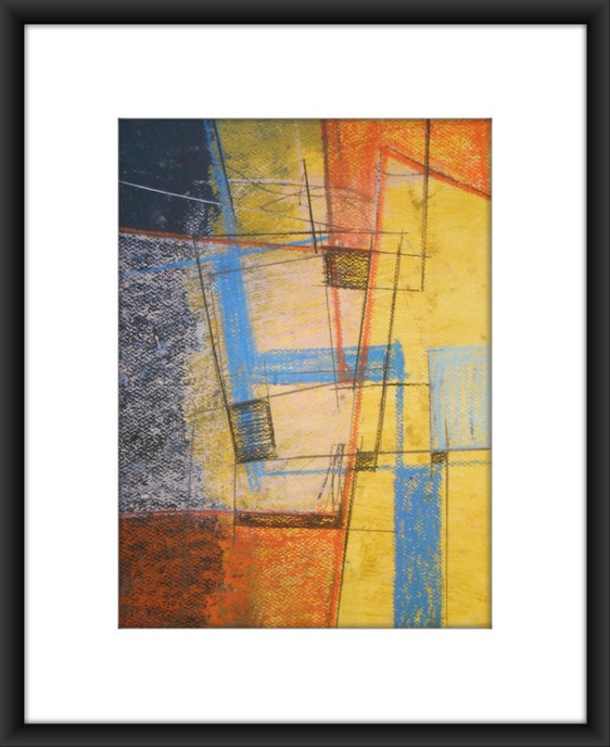 Modern Abstract Original OOAK Mixed Media Painting 11.7x16.5 " Checked 111"