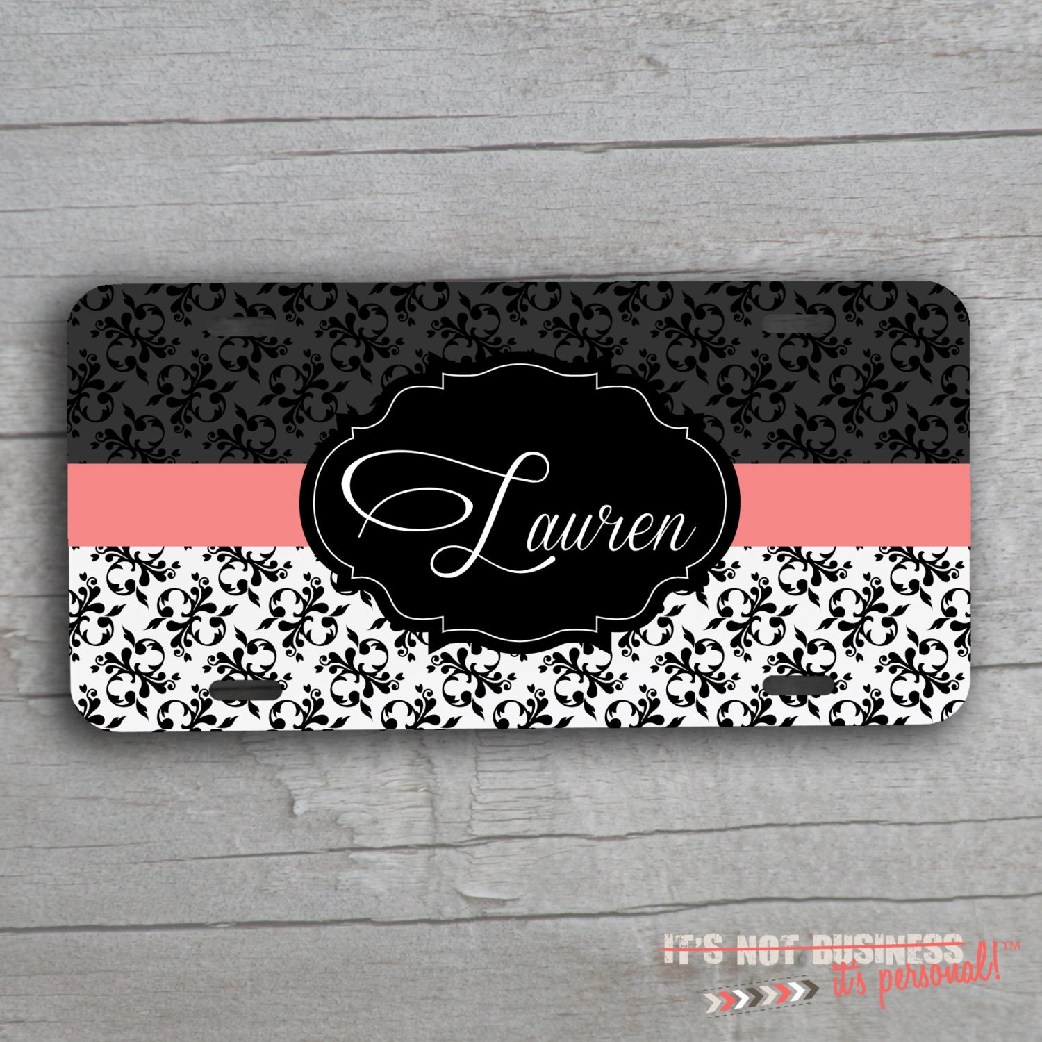 License Plate - Floral Design Print Custom Personalized Monogram