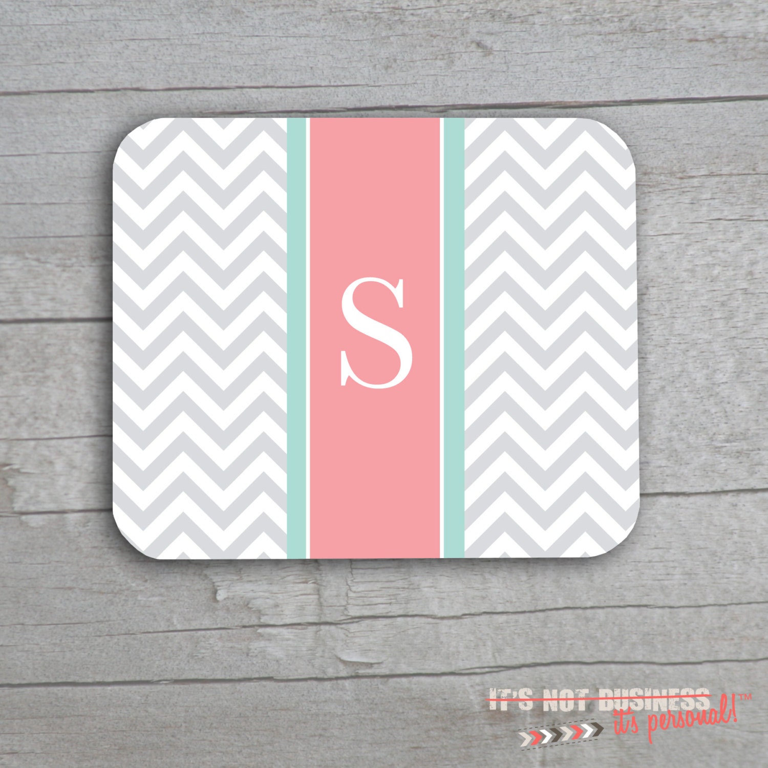 Mouse Pad - Chevron Stripe Design Print Custom Personalized Monogram