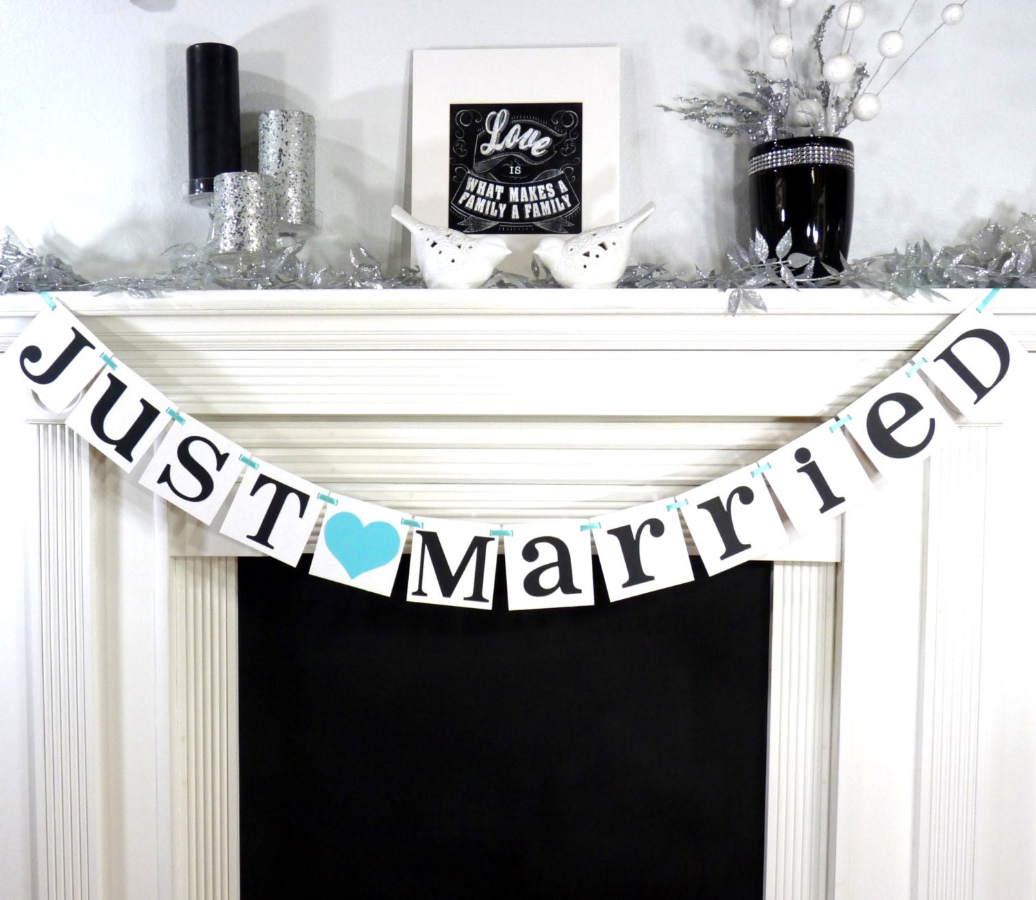 Just Married Banner / Wedding Banner / Getaway Car / Photo Prop / Wedding Decoration / Signage / Reception Decor / Customize to your Colors