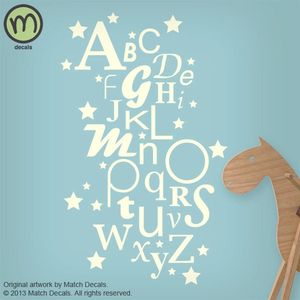 Alphabet Wall Decal Modern Baby Nursery Star Wall by MatchDecals