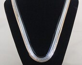 Sale Gold Pewter Black Silver Multitone Tiered Necklace Graduated Long Necklace Venetian Link Chain Everyday Jewelry Statement