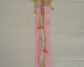 Lime Green and Pink Butterfly Girls Bedroom Ribbon Hairbow Holder Hair Bow Accessories Wall Decor