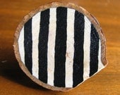 jailbird stripes / natural wood slice statement ring
