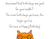 Happy Birthday Card Cat Scientist Science Funny Humor Cute Celebrate