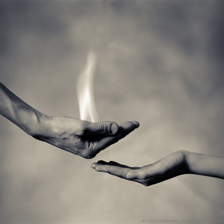 Photography "Flame". Fine art black and white film photo.