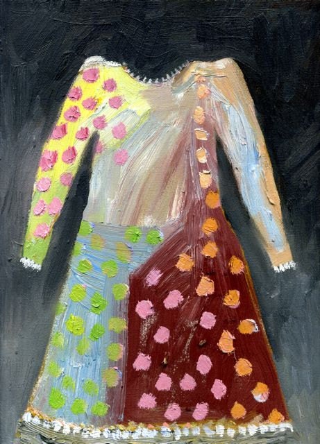 Long Spotty Dress,  Oil Painting, Original Painting