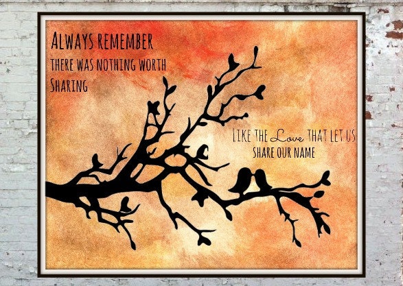 Birds and Avett Brothers lyrics 8x10 print. More sizes available.
