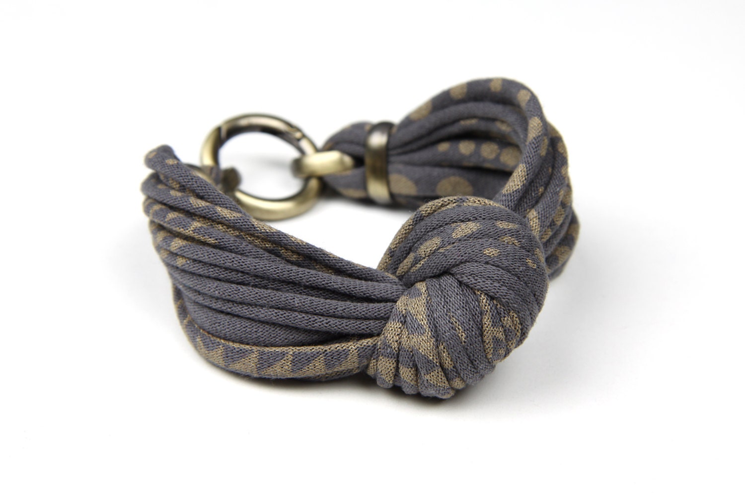Dark Grey and Gold - Knotted Bracelet - Knot Fabric Bracelet Cuff - Chunky - Womens Accessories -Summer Jewelry Fashion Christmasinjuly CIJ - LoveLush