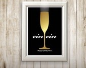 Cin cin Cheers poster, French poster, Champagne Sparkling Prosecco poster, french Champagne, home decor illustration poster art print A4