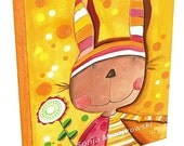 nursery decor - acryl painting - one of a kind - title: Baby Bunny - customized text for kids and babys