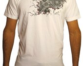 Through The Cracks - Ultra soft discharge style Screen-print art on high quality American Apparel soft 100% cotton fine jersey 4.3oz T-shirt