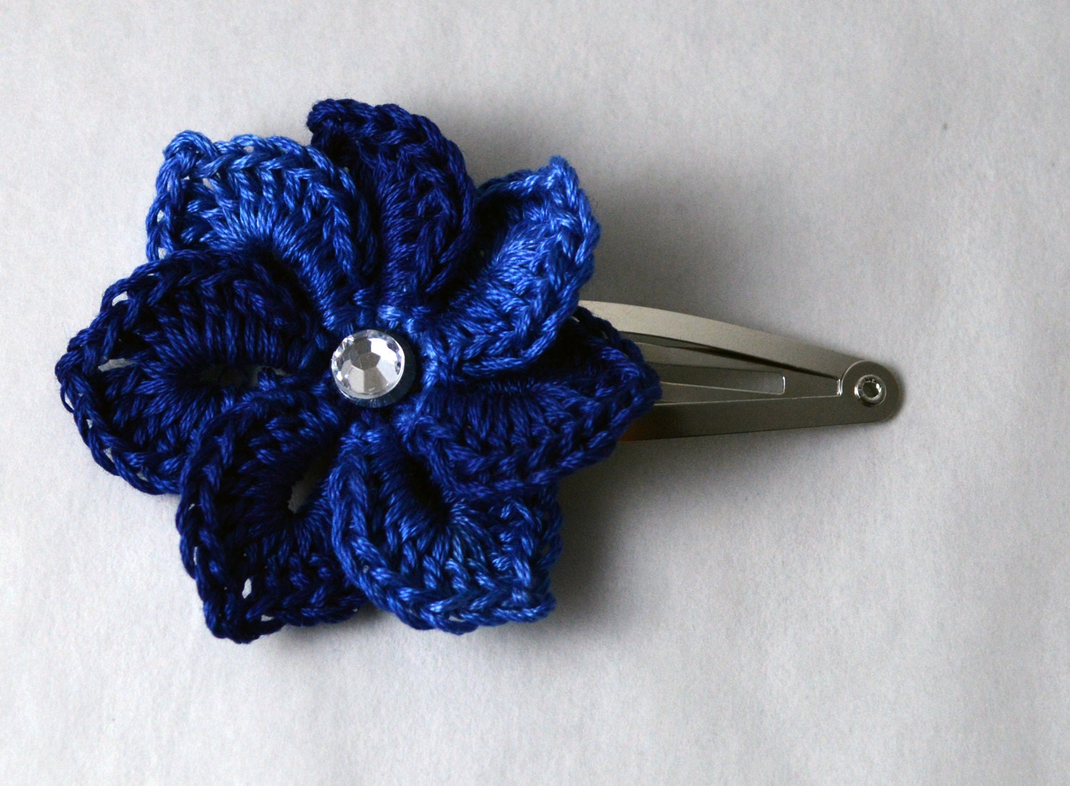 Spiral Crochet Flower Hair Clip - Baby Toddler Hair Accessories - Blue Swirl