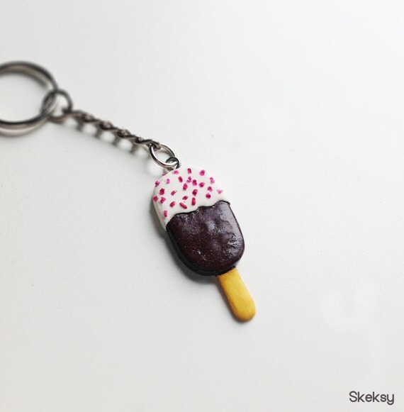 Chocolate Icelolly Keychain by harveypinkertons on Etsy