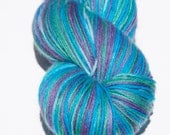 Unique hand painted sock yarn, merino wool and nylon, 462 yards, 100g, Sea Fog