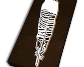 Striped Bird Feather Art Woodblock Stamp Carved Block - Wood Fetish