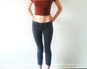sale : 1960s stretch knit metallic geometric crop top