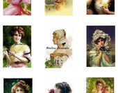 Victorian Ladies 2 Crazy Quilt Reproduction Cotton Fabric Print Applique Blocks 9 at 2X3" each