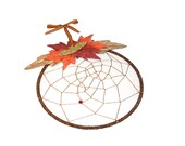 Halloween Assemblage, Nightmare Catcher, Mixed Media Hand-woven Spider Web, Fall Decor, Alternative Dream Catcher, Glitter Bat