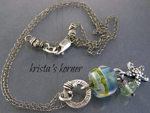 Sea Gems - Sterling Silver Wire & Boro Lampwork Necklace