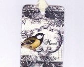 Bird Tags - Merci Tags - French Tags - Black and White Tags - Thank you tags