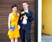 Yellow Silk Duppioni Draped Dress