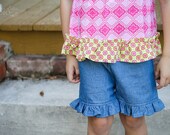 Girls Denim Ruffle Shorts Custom Size 6m 12m 18m 2 3 4 5 6